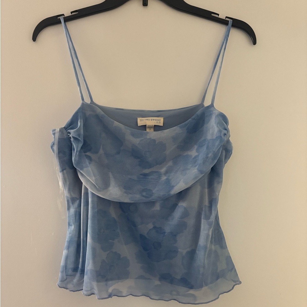 See You Monday Light Blue Floral Camisole